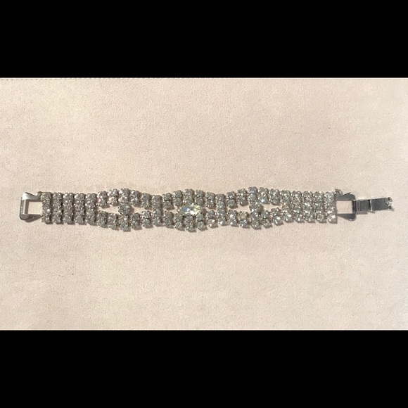 Vintage 50’s Clear Crystal Rhinestone Bracelet 8” - Picture 2 of 8